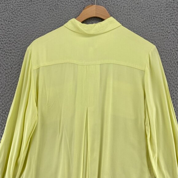 Chicos Top Womens 1 US Medium Babette Citron Yellow Button Up Roll Tab Sleeves * - Picture 5 of 12